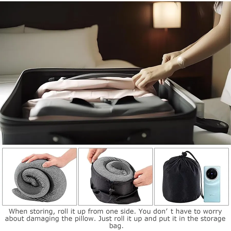 Rolls Up Into a Small Pouch: WEERSHUN travel pillow